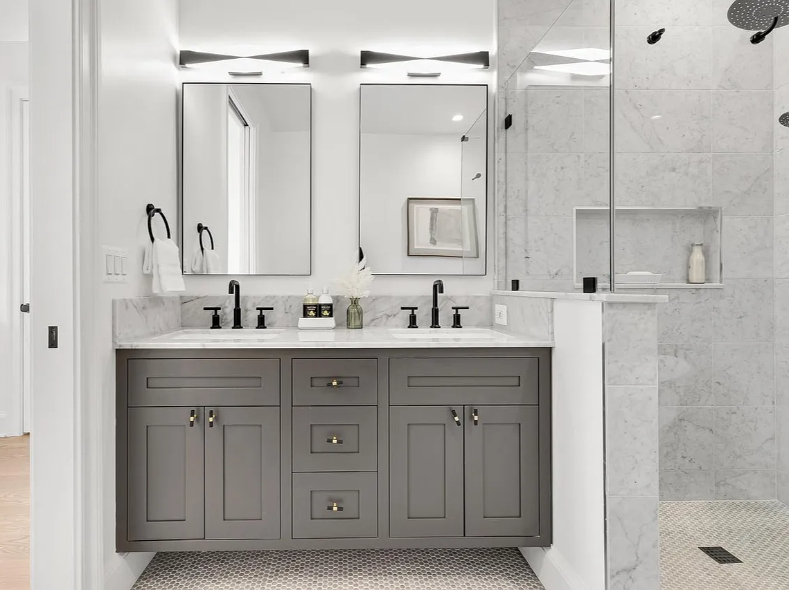 Master bathroom with marble shower